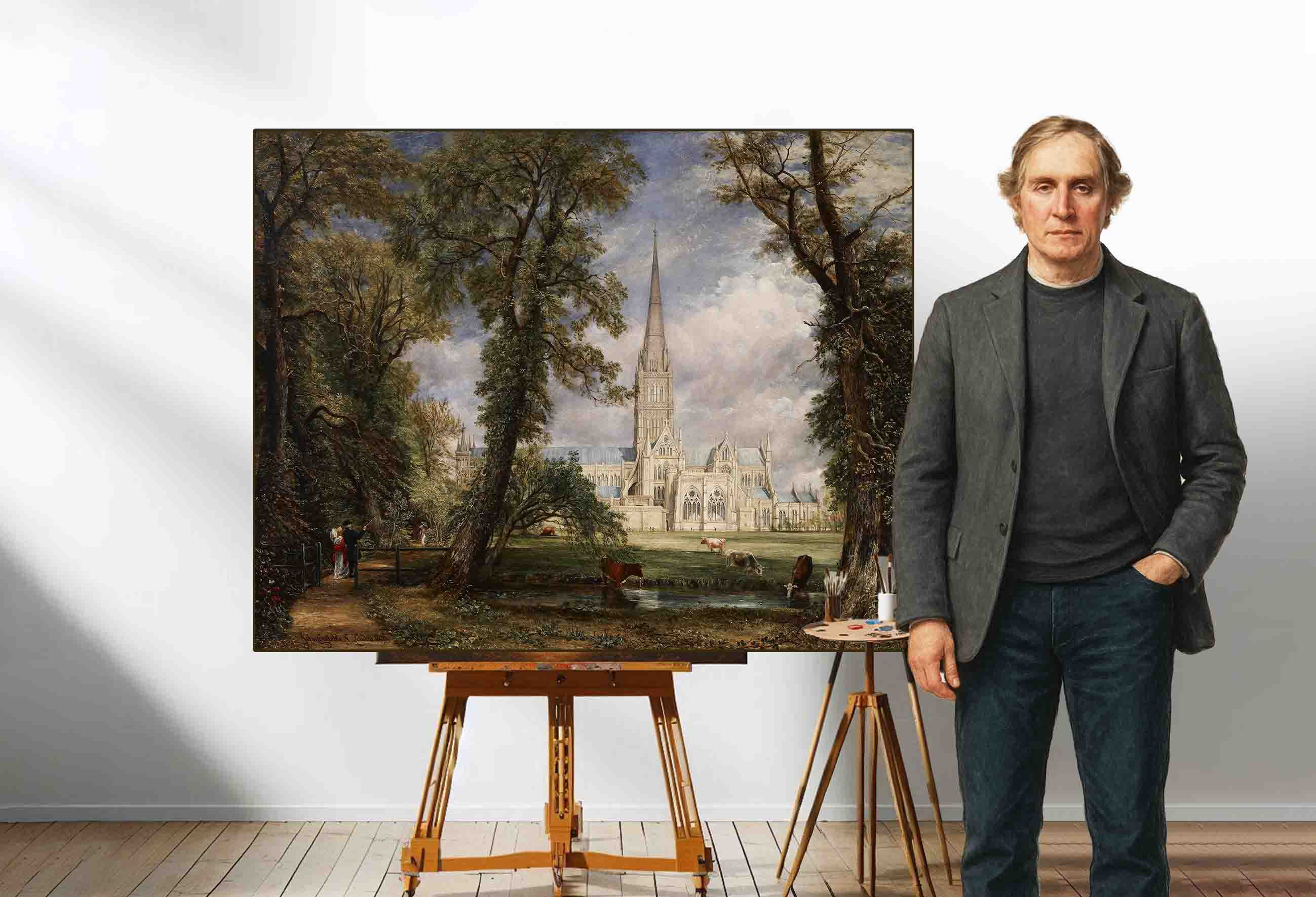 کلیسای جامع سالزبری از محوطهٔ اسقف Salisbury Cathedral from the Bishop's Ground